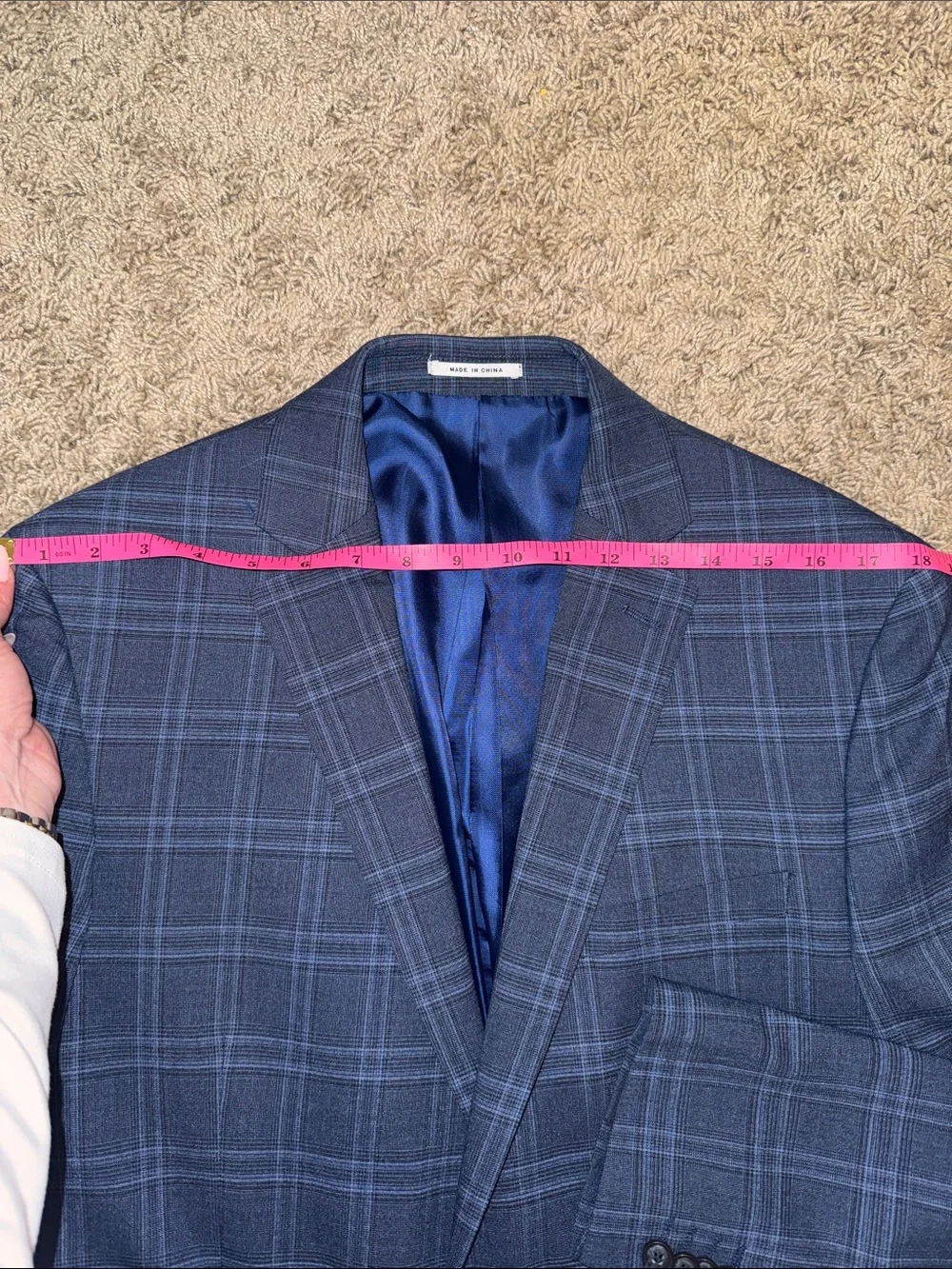 Alfani Navy Windowpane Sport Coat Blazer